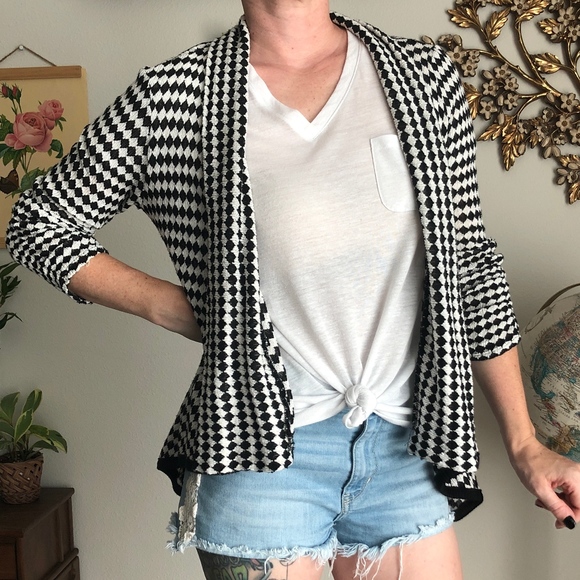 Anthropologie Sweaters - Maeve Checkered Diamond Draped Cardigan